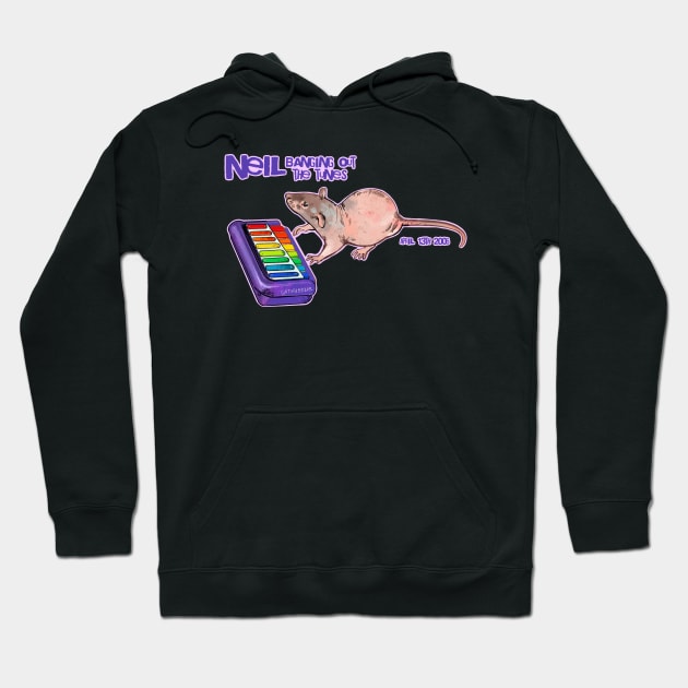 Neil Banging Out the Tunes Hoodie by Catwheezie